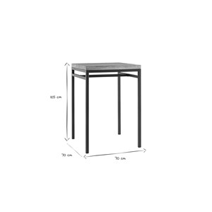 Table haute carrée en manguier massif et métal noir l70 cm ypster