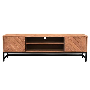 Meuble tv à motifs chevrons en bois massif et métal noir l158 cm stick