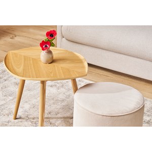 Table d'appoint forme de feuille bois clair l60 cm phyll