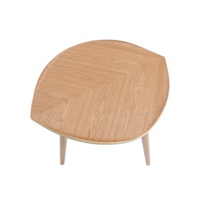 Table d'appoint forme de feuille bois clair l60 cm phyll