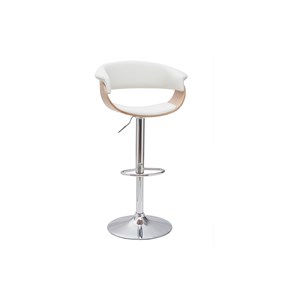 Tabouret de bar réglable blanc et bois clair oktav