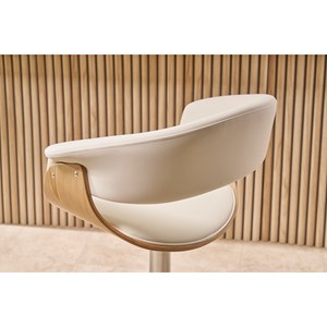 Tabouret de bar réglable blanc et bois clair oktav