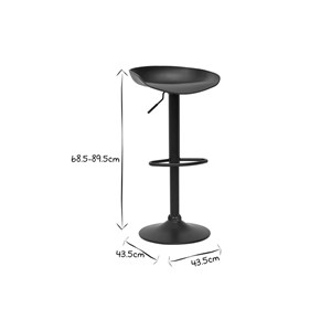 Tabourets de bar réglables noirs h65 cm (lot de 2) pebble