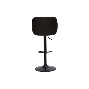 Tabouret de bar réglable pivotant 360° noir et bois foncé lucien