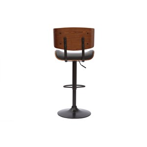 Tabouret de bar réglable pivotant 360° noir et bois foncé basile