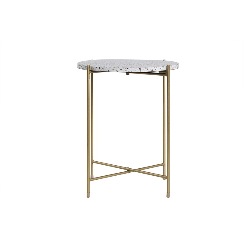 Table d'appoint ronde en terrazzo et métal doré d40 cm mezzo