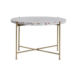 Table basse ronde en terrazzo et métal doré d55 cm mezzo