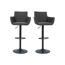 Tabourets de bar réglables tissu gris anthracite métal noir (lot de 2) carlie