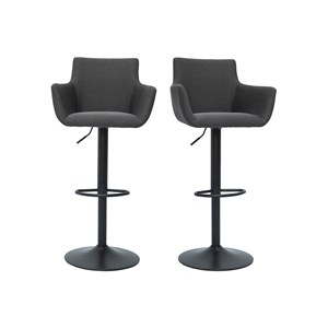 Tabourets de bar réglables tissu gris anthracite métal noir (lot de 2) carlie