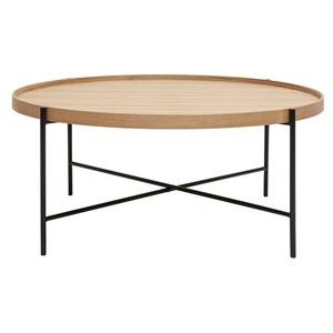 Table basse ronde bois clair et métal noir d90 cm bassy