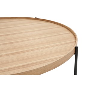 Table basse ronde bois clair et métal noir d90 cm bassy