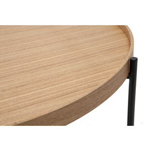 Table basse ronde bois clair et métal noir d75 cm bassy