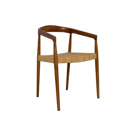 Chaise ethnique en bois teck massif et cannage rotin negara