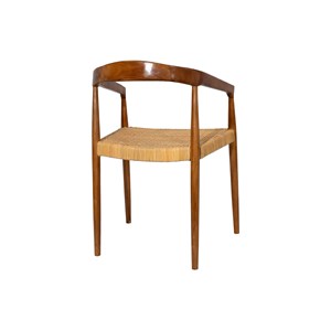 Chaise ethnique en bois teck massif et cannage rotin negara