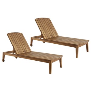 Bains de soleil en bois massif (lot de 2) canopee