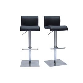 Tabourets de bar réglables noir et inox brossé (lot de 2) sheina