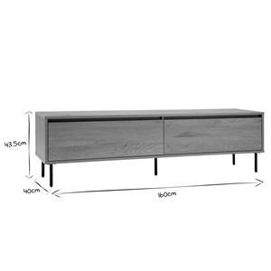 Meuble tv finition bois clair chêne 2 tiroirs l160 cm aragon
