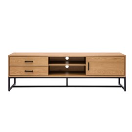 Meuble tv finition bois clair chêne et métal noir l160 cm lovato