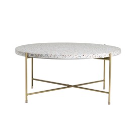 Table basse ronde en terrazzo et métal doré d81 cm mezzo