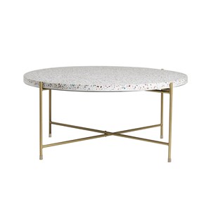 Table basse ronde en terrazzo et métal doré d81 cm mezzo