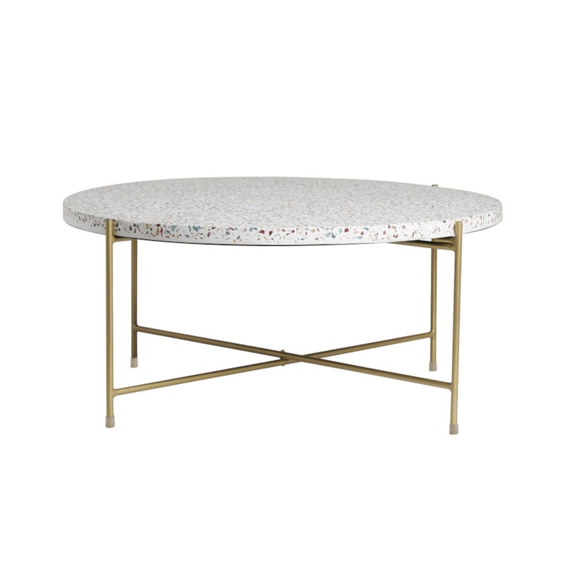 Miliboo - Table basse ronde en terrazzo et métal doré d81 cm mezzo