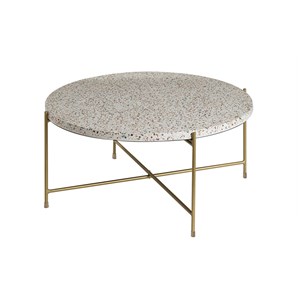 Table basse ronde en terrazzo et métal doré d81 cm mezzo