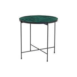 Table basse ronde en céramique vert foncé et métal noir d50 cm kotta