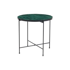 Table basse ronde en céramique vert foncé et métal noir d50 cm kotta