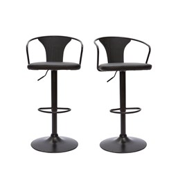 Tabourets de bar industriels réglables noirs (lot de 2) beckett