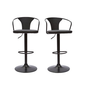 Tabourets de bar industriels réglables noirs (lot de 2) beckett