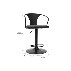 Tabourets de bar industriels réglables noirs (lot de 2) beckett