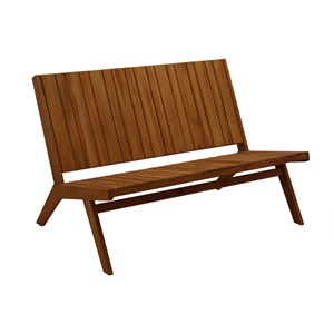 Salon de jardin banc 2 places et table basse en bois massif tidak