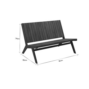 Salon de jardin banc 2 places et table basse en bois massif tidak