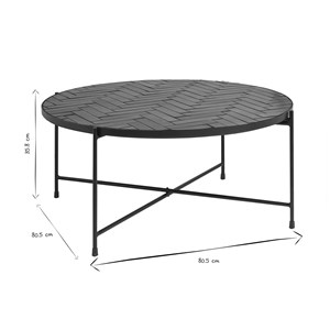 Table basse ronde en céramique vert foncé et métal noir d80.5 cm kotta