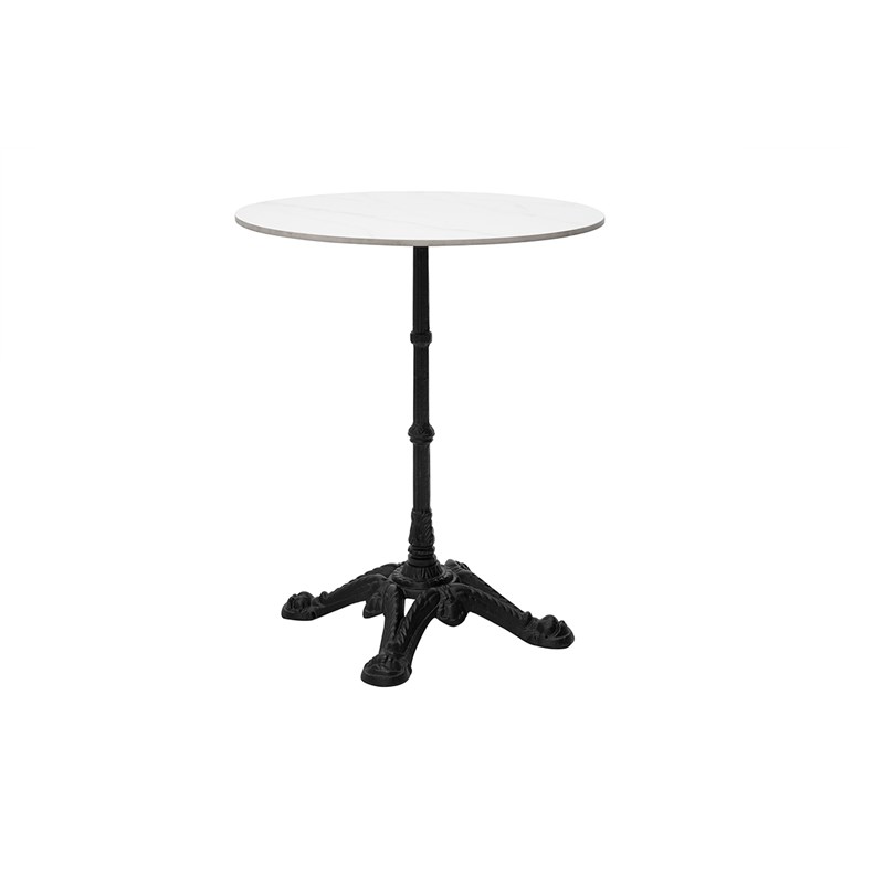 Table bistrot ronde en pierre minérale et métal noir d60 cm conty