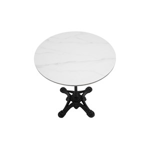 Table bistrot ronde en pierre minérale et métal noir l60 cm conty