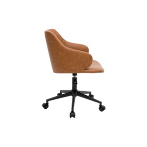Chaise de bureau à roulettes  marron et métal noir hemmy
