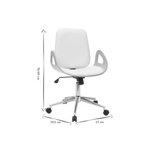 Chaise de bureau à roulettes blanc, bois clair et acier chromé glory