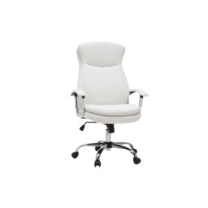 Fauteuil de bureau à roulettes blanc et acier chromé wall street