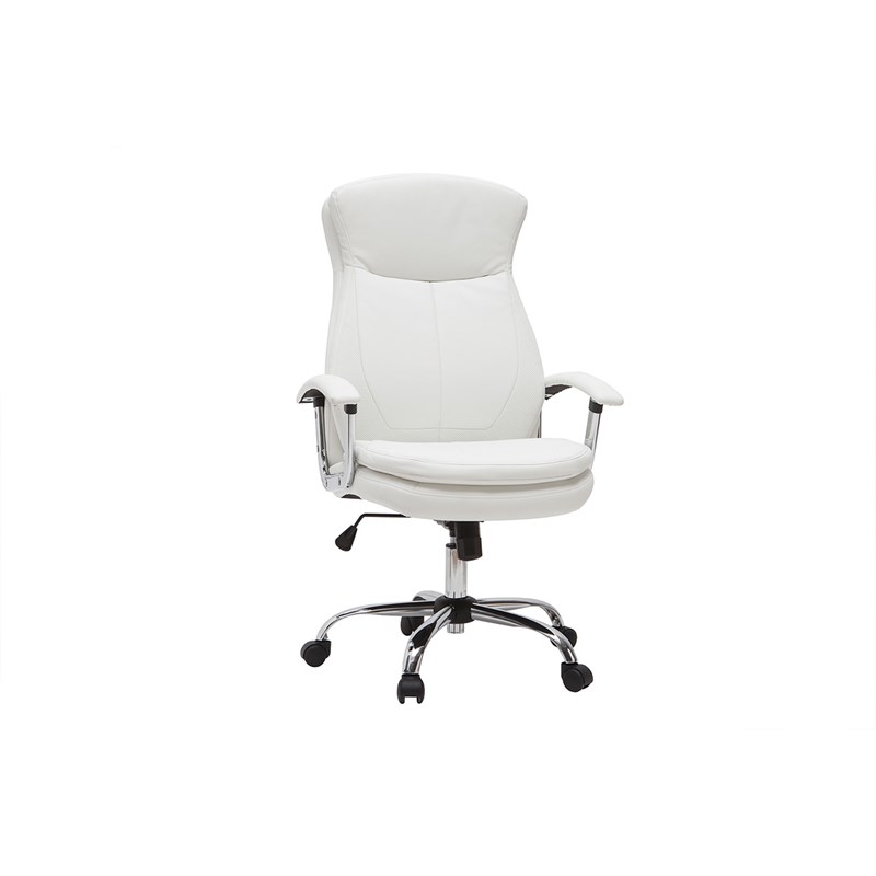 Fauteuil de bureau à roulettes blanc et acier chromé wall street