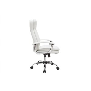 Fauteuil de bureau à roulettes blanc et acier chromé wall street