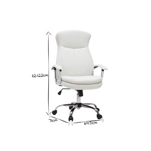 Fauteuil de bureau à roulettes blanc et acier chromé wall street