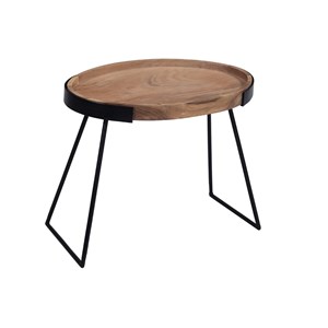 Tables basses gigognes bois massif et métal noir (lot de 2) elavo