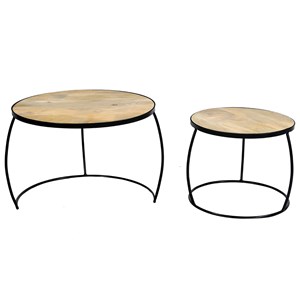 Tables basses gigognes rondes bois manguier massif (lot de 2) barrel