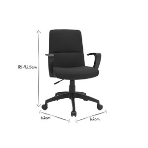Fauteuil de bureau à roulettes noire en tissu et métal chuck