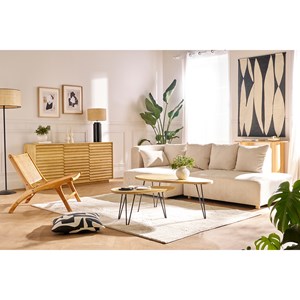 Tables basses gigognes bois manguier massif et métal noir (lot de 2) vibes