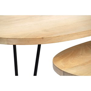 Tables basses gigognes bois manguier massif et métal noir (lot de 2) vibes