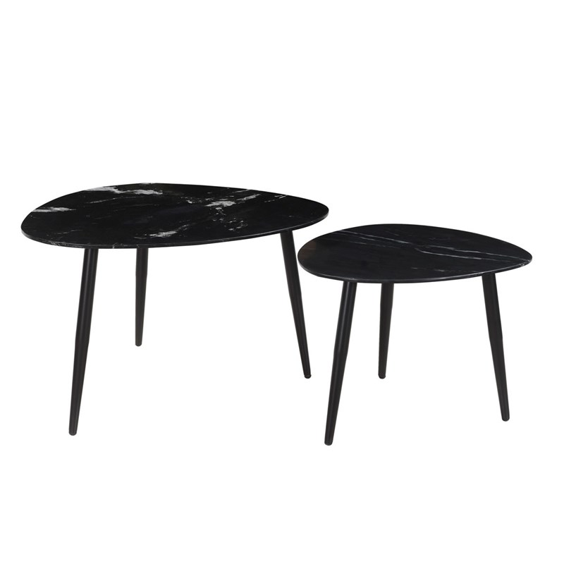 Miliboo - Tables basses gigognes ovales en marbre noir et métal (lot de 2) platz