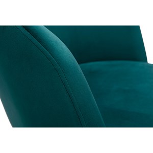 Chaise de bureau à roulettes en tissu velours bleu pétrole et métal noir vanity