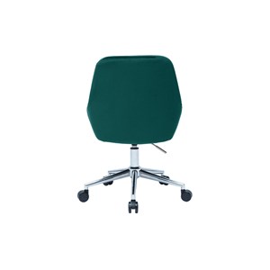 Chaise de bureau à roulettes en tissu velours bleu pétrole et acier chromé holo